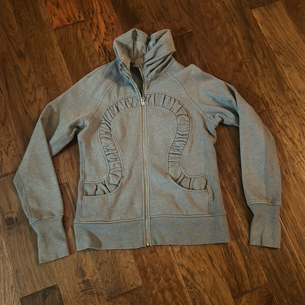 COPY - Lululemon Scuba, like new.  Grey with cute details.  Not a full hood.